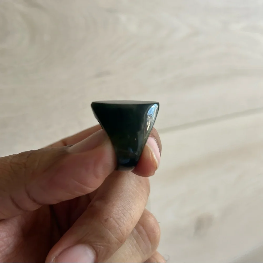 Dark Nephrite Jade Stone Ring